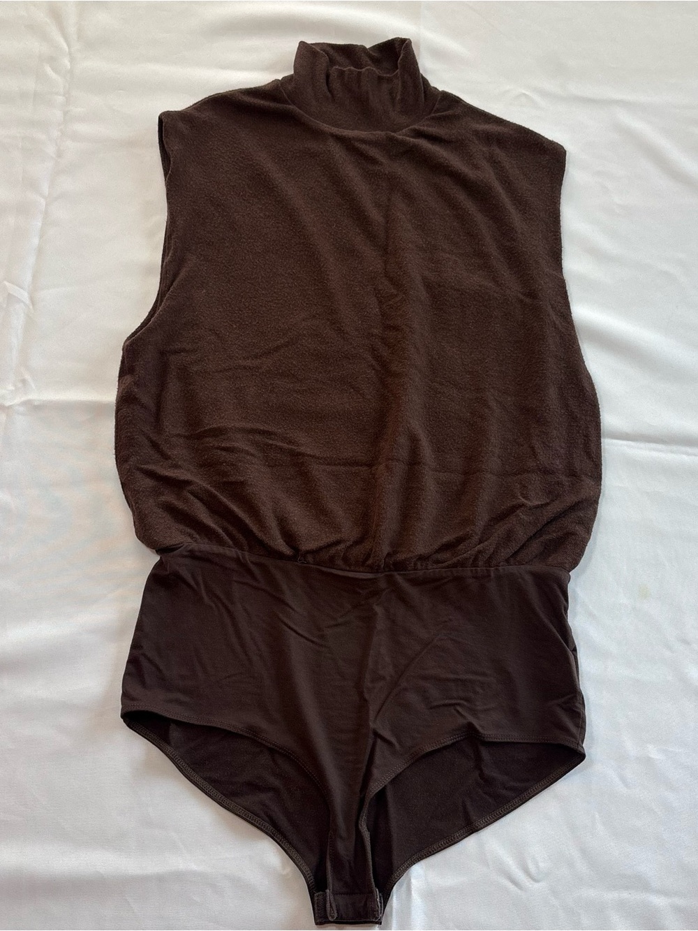 Reformation Brown Tencel Sleeveless Turtleneck Bodysuit Small